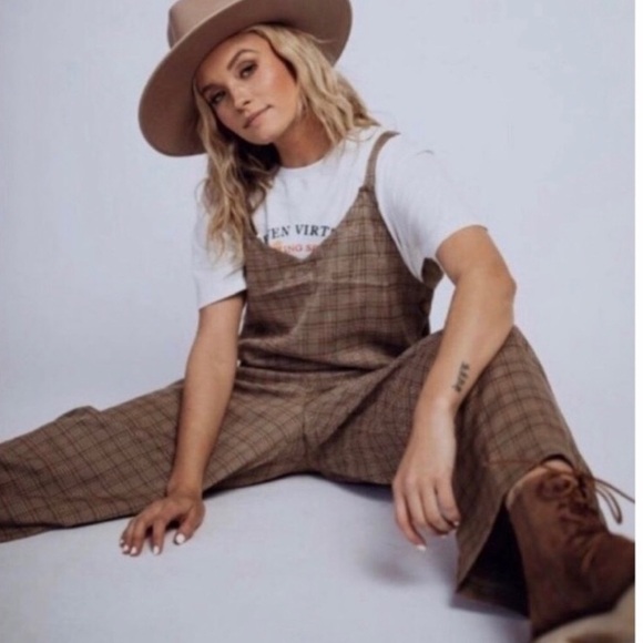Hem & Thread Pants - Hem & Thread - Plaid Wide-Leg Overalls